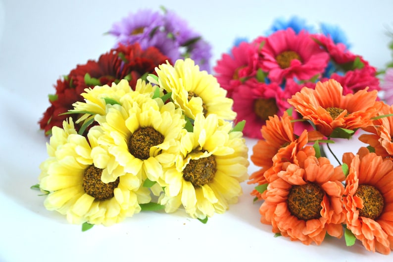 Sunflower artificial Silk flowers Fake sunflowers Craft Etsy