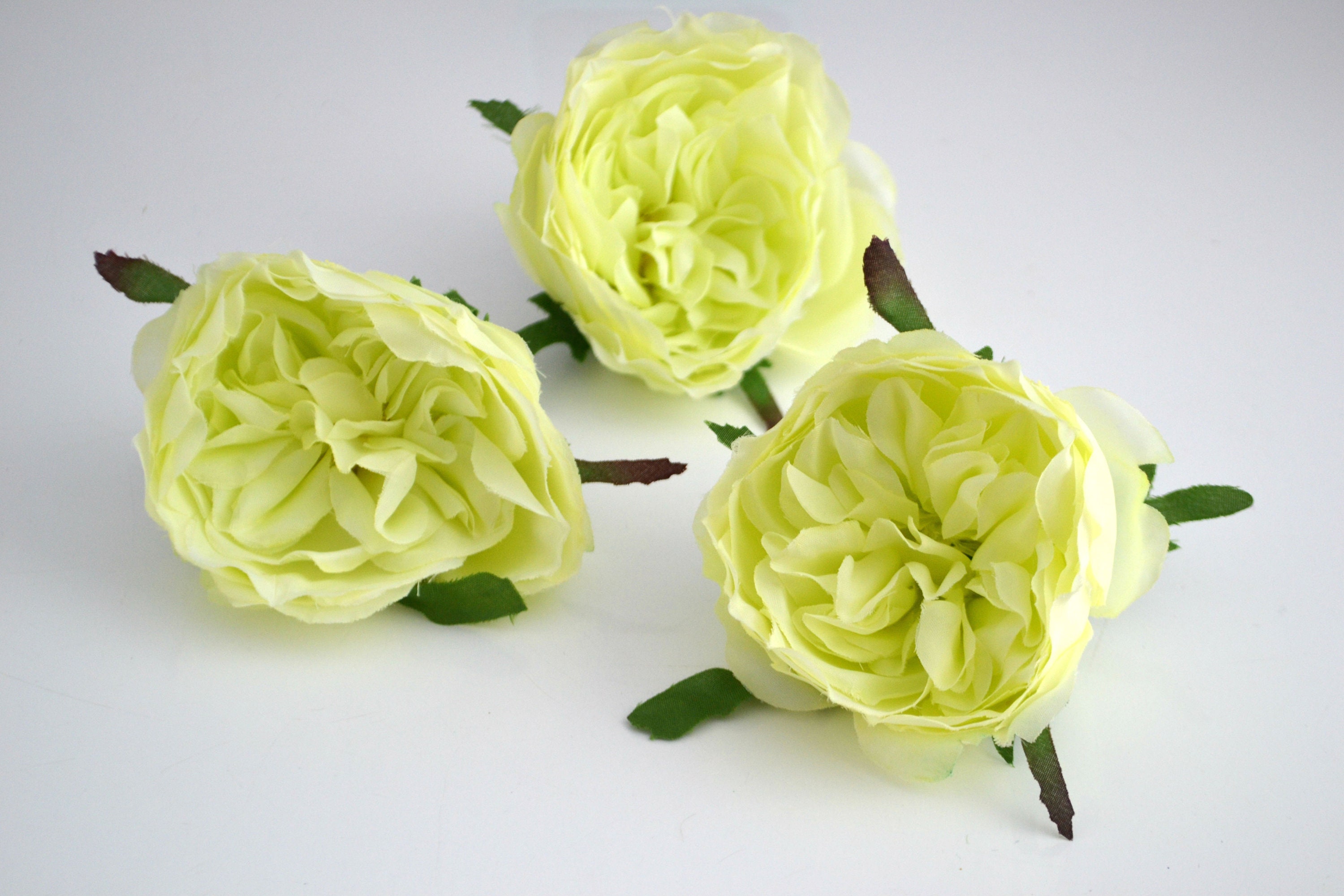 3 pcs Silk artificial rose Light Green flowers Faux rose Fake Etsy
