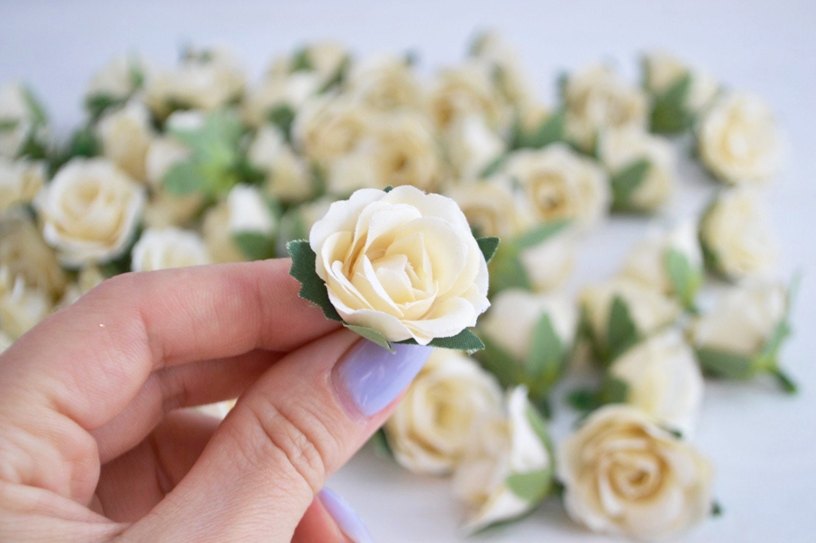 18 Ivory mini artificial roses Fake rose Silk flowers Small Etsy