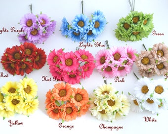 Mini Silk Sunflower Bouquet, Colorful Floral Arrangement (6 Flowers)