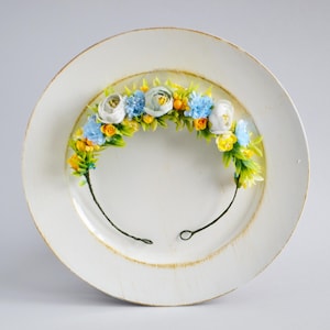 Ukrainian flower crown Floral headband  Yellow blue flower crown for woman