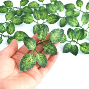 Artificial rose leaves 10 branches Mini leaf Rose leaves Fake greenery Floral filler Craft leaves