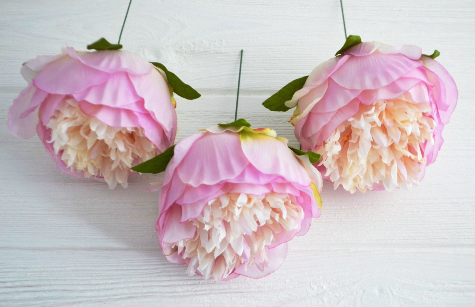 3 Pieces Pink artificial peonies Silk peony Fake flowers Faux Etsy
