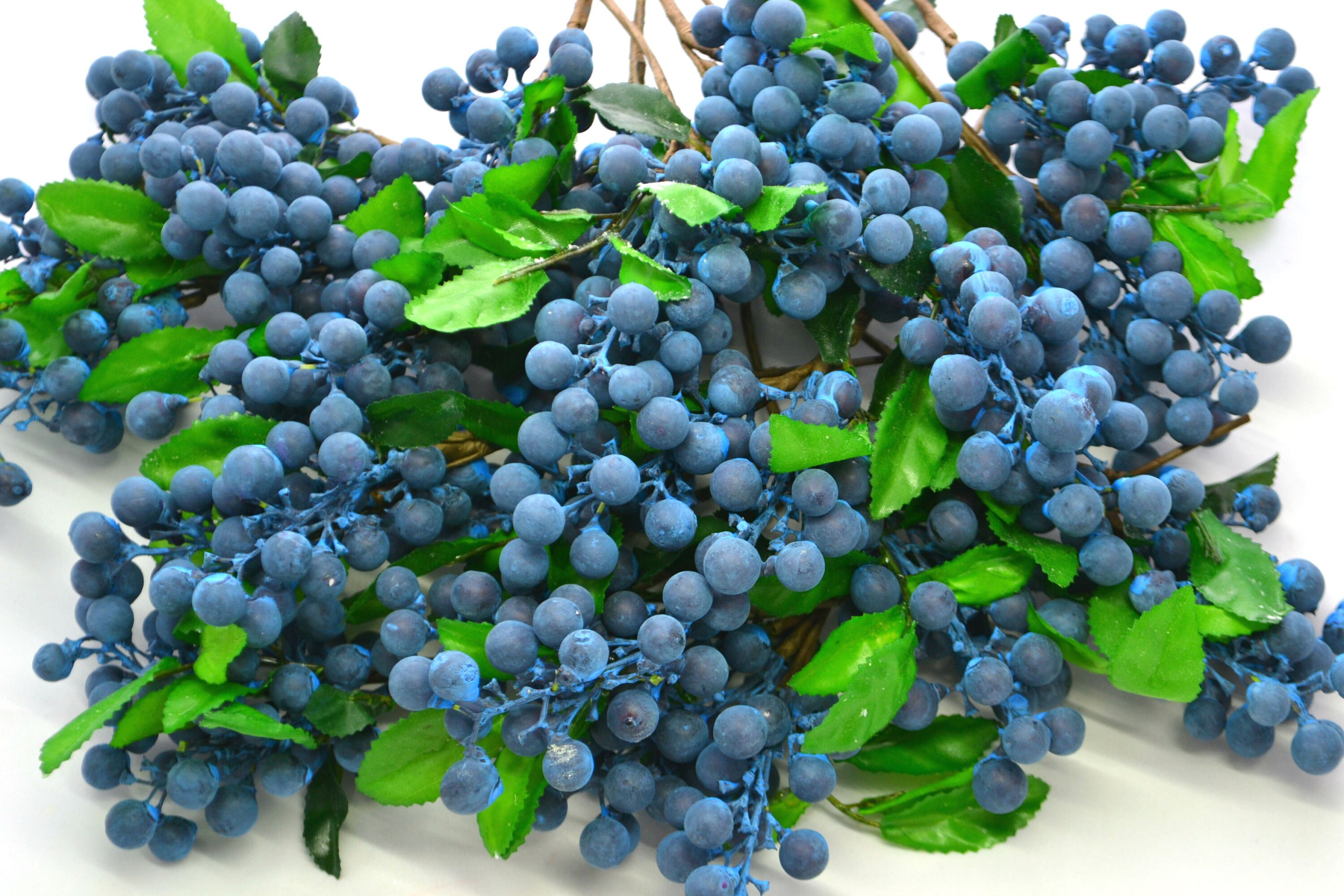 Blue Artificial Berries Faux Fruit Berry Stems Berry Decor Etsy