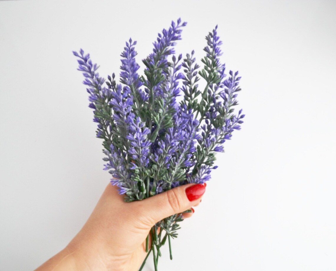Artificial Lavender stems 7 pieces Purple Lavender Fake Etsy
