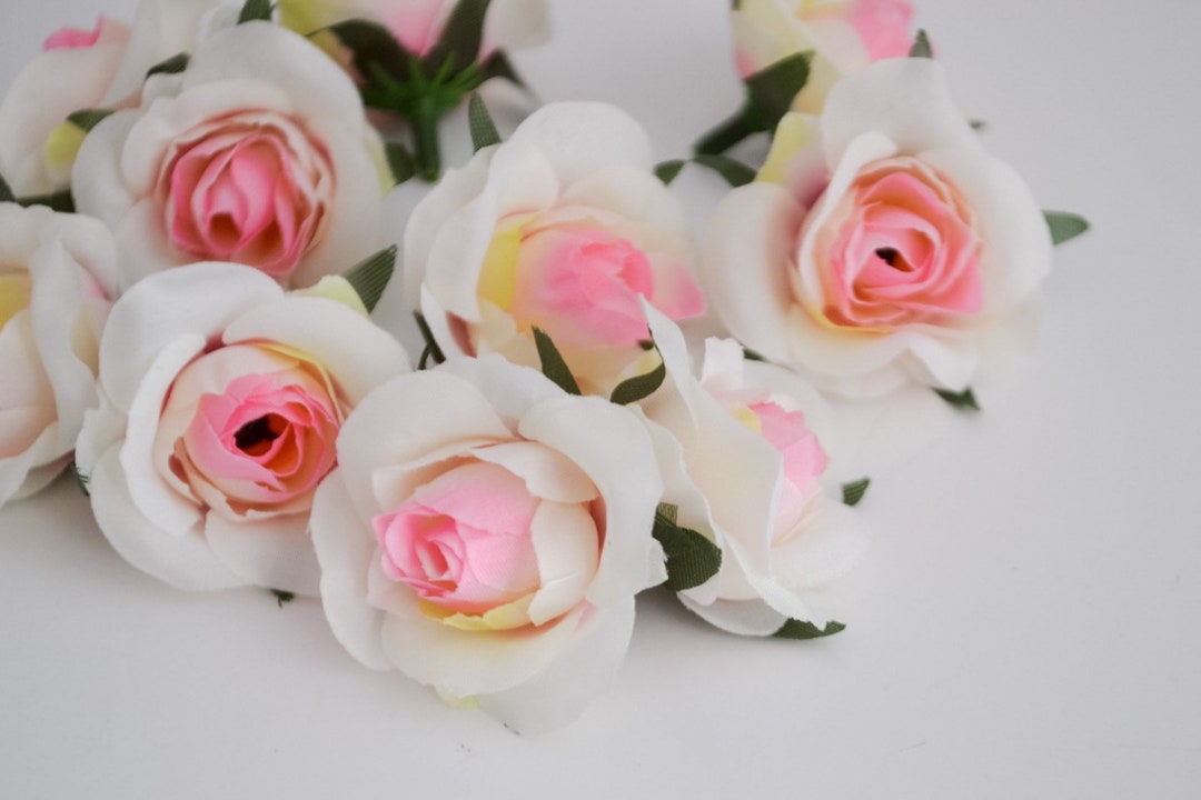 Mini Silk Roses Artificial Roses White Pink Flowers Small Roses Fake ...