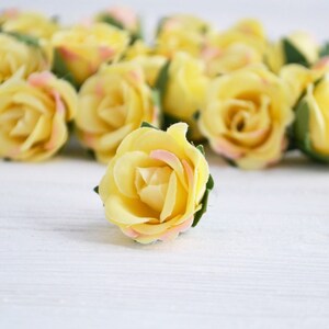 25 Yellow mini artificial roses Fake rose Silk flowers Small | Etsy