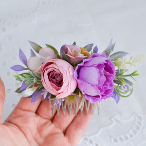 Lilac dusty pink flower accessories Floral headpiece Bridal flower comb Floral clip Wedding hair comb Fall wedding