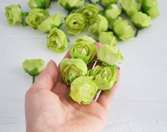 10 Pieces Mini artificial roses Fake rose heads Light green flowers Faux rose 1.18''/3 cm