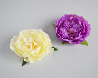 Silk Peony Head: 5.11" Purple or Ivory Floral Decor