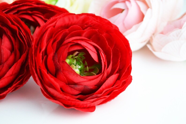 Artificial Ranunculus Silk Flowers Fake Ranunculus 4 Colors Etsy