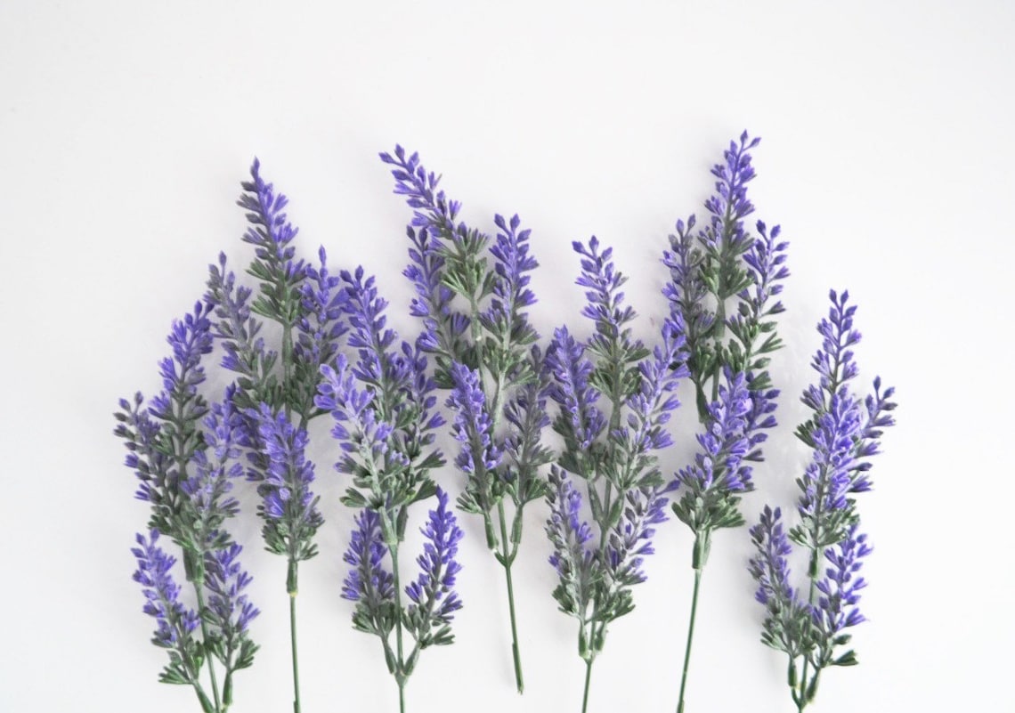 Artificial Lavender stems 7 pieces Purple Lavender Fake Etsy
