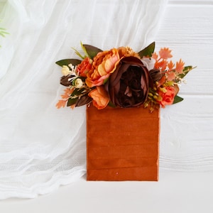 Pocket boutonniere Burnt orange rust brown flower accessories Boutonniere flower Buttonhole Groom Groomsmen