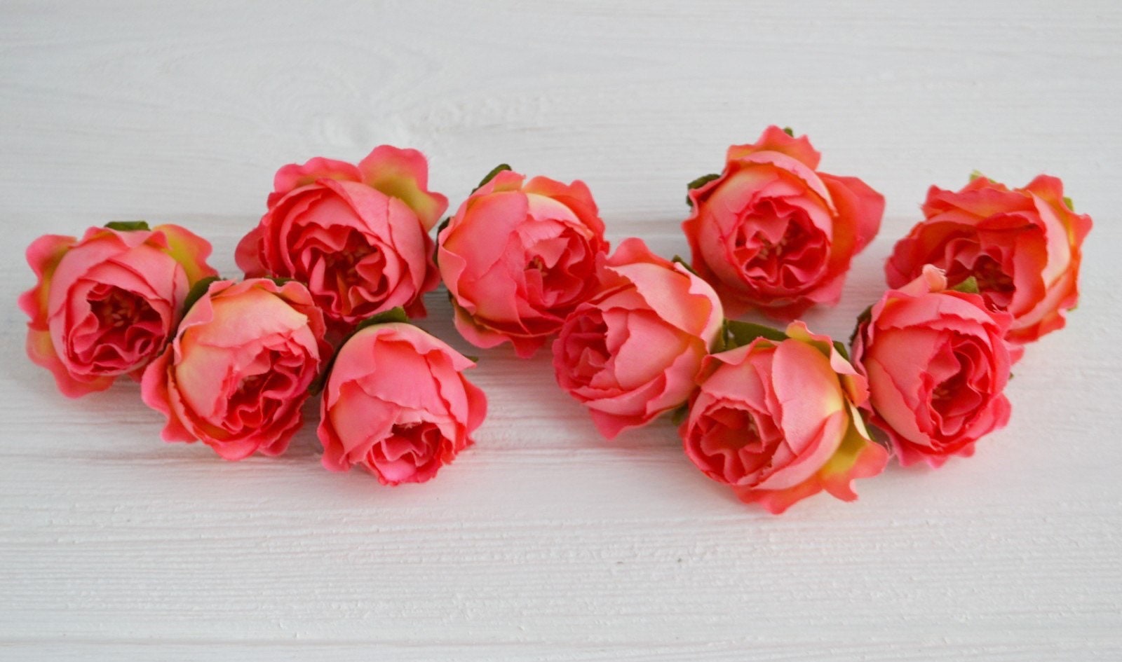 10 pieces Mini artificial rose head Coral Light Yellow flowers Etsy