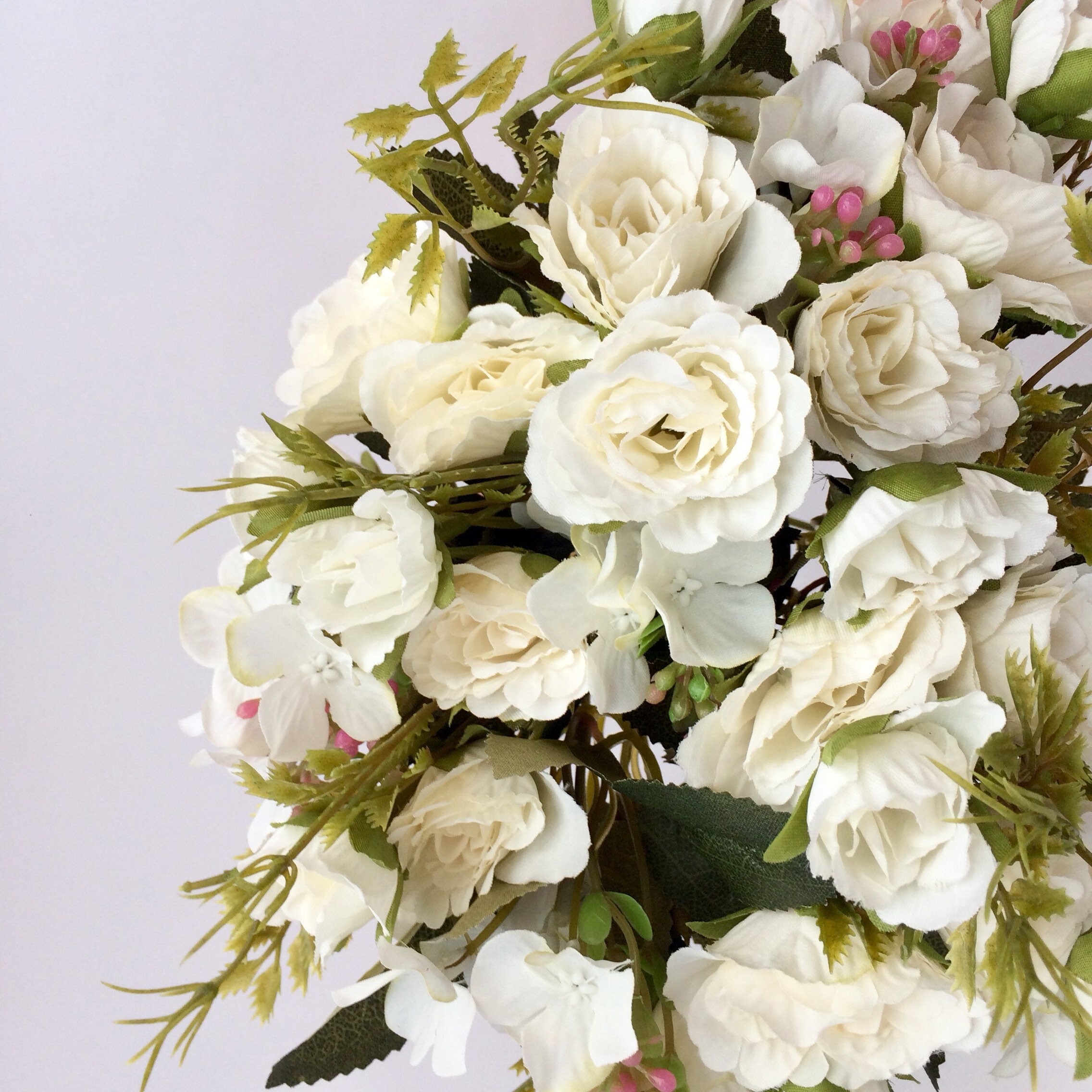 Rose artificial bouquet White roses Silk flowers Spring Etsy