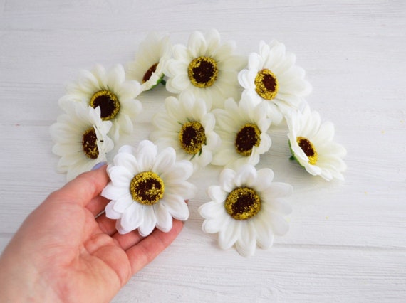 10 Pieces White Silk Sunflowers Artificial Sunflower Fake Flowers Faux  Flowers Summer Flowers 3.14''/8 Cm Diameter 