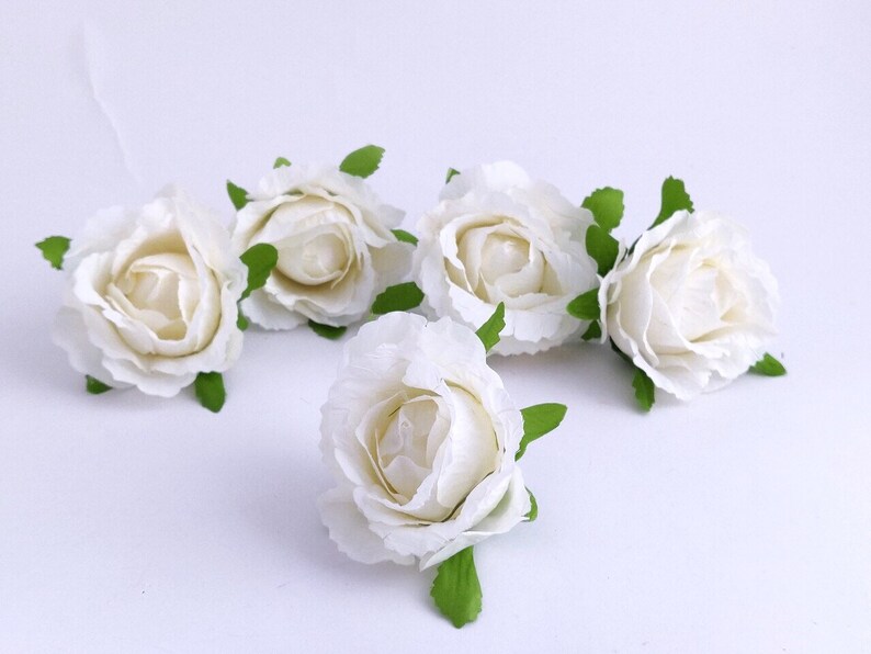 5 Fake Flowers Silk Flowers Faux Rose Artificial Rose Heads Etsy