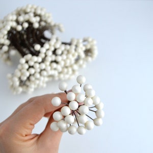 May include: A bunch of white berry sprigs, perfect for adding a touch of wintery charm to your crafts and decor.
