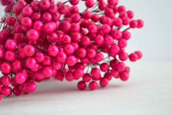 Buy Artificial Berries Hot Pink Berry Fake Berry Faux Fruit Berry