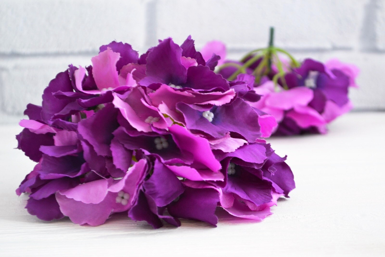 Artificial hydrangea Fake flowers Silk hydrangea Purple Etsy