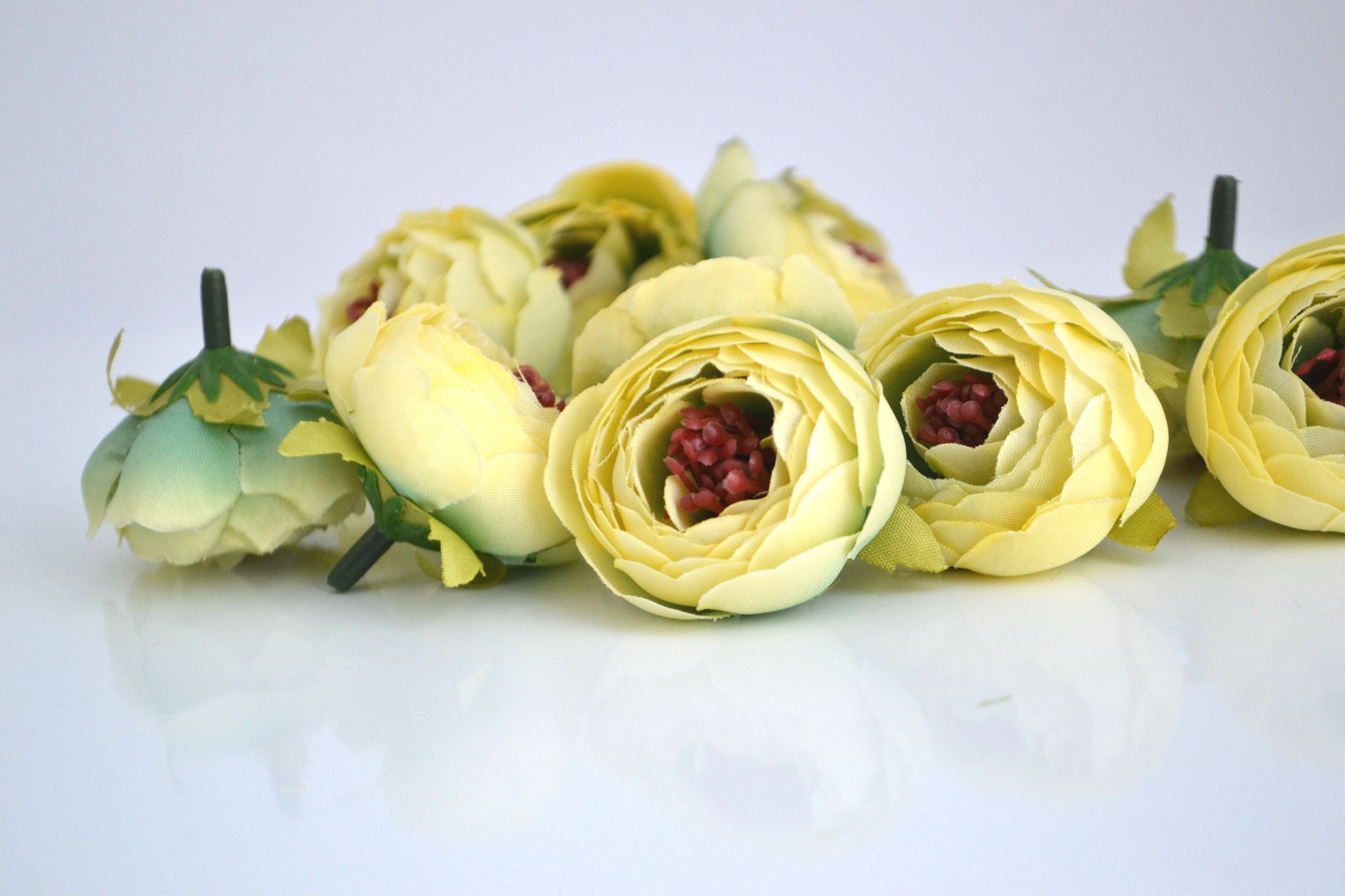 Light Yellow Artificial Ranunculus Faux Ranunkulus Flower Etsy