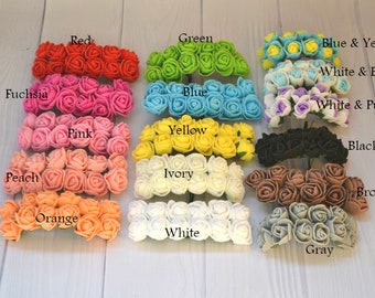 Mini Foam Roses: 12-Piece Artificial Flower Bundle