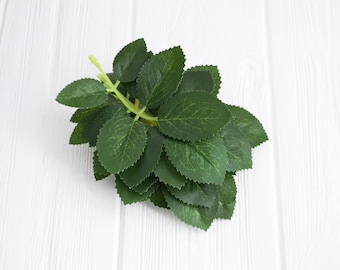 Faux Rose Leaves (Set of 10): Silk Greenery Wreath Filler