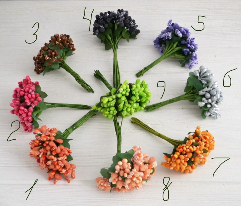 12 Flower Stamens Artificial Berry Flower Making Faux Flowers Etsy