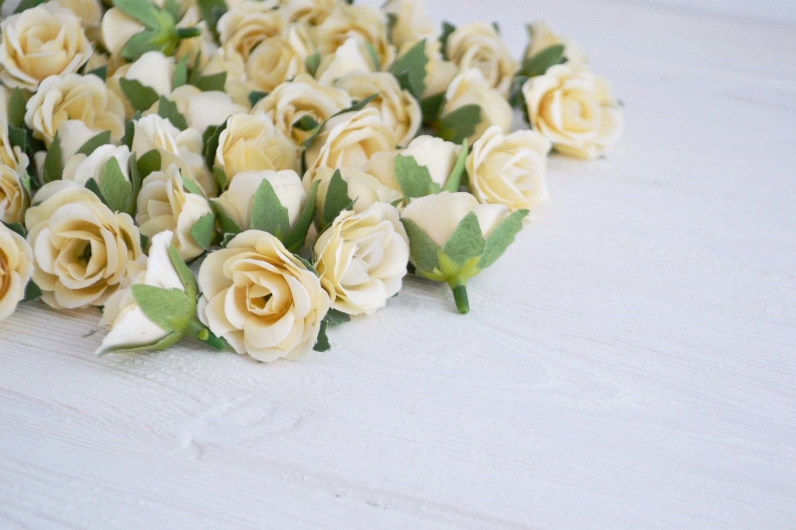 18 Ivory mini artificial roses Fake rose Silk flowers Small Etsy