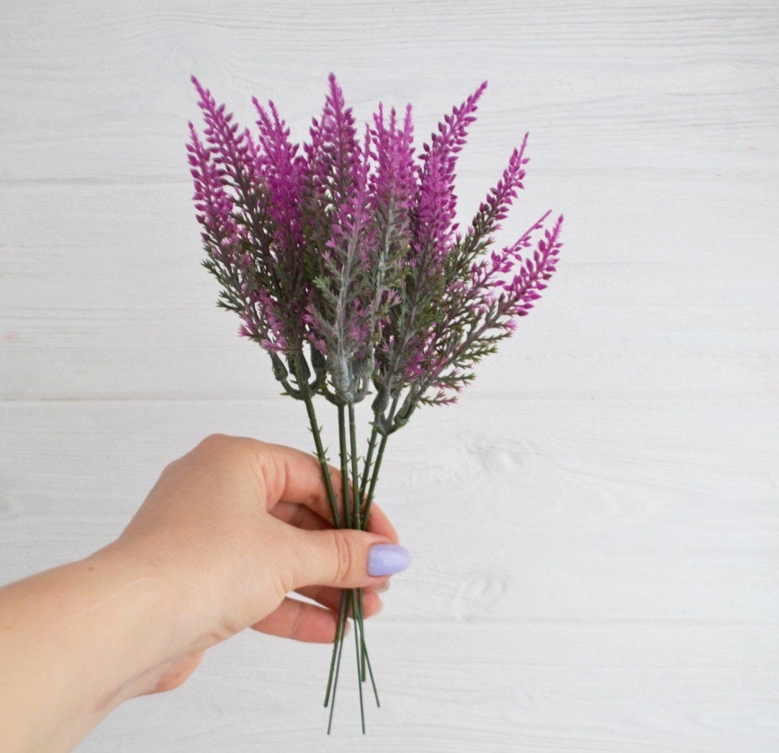 5 Stems Artificial Purple Lavender Flower Filler Fake Lavender Etsy