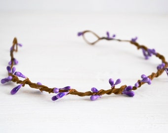 Purple twig stamens Flower girl crown making DIY Floral crown kit Headband supply