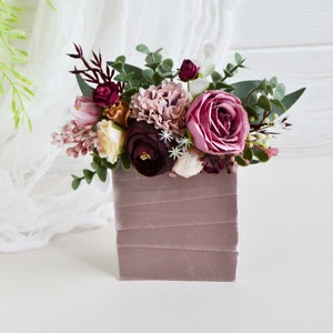 Mauve burgundy ivory flower accessories Pocket boutonniere  Boutonniere Buttonhole Groom Groomsmen