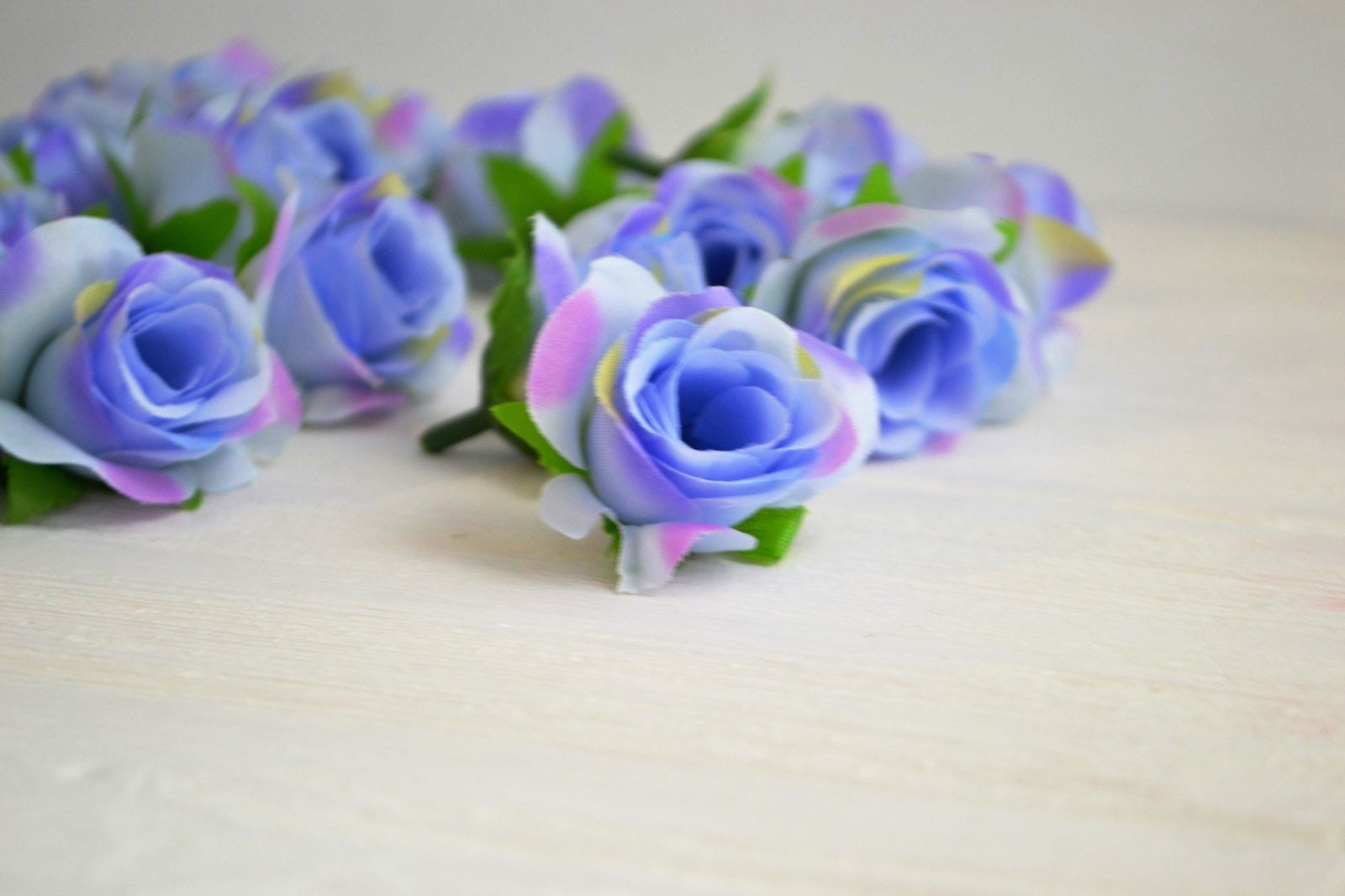 5 Pieces Light Blue Artificial Rose Heads Mini Roses Fake Etsy