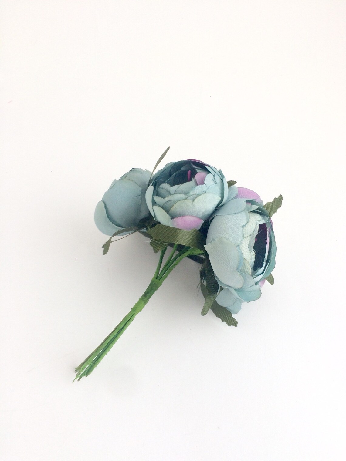 Dusty Blue Artificial Flowers 6 Pieces Fake Flowers Faux Etsy