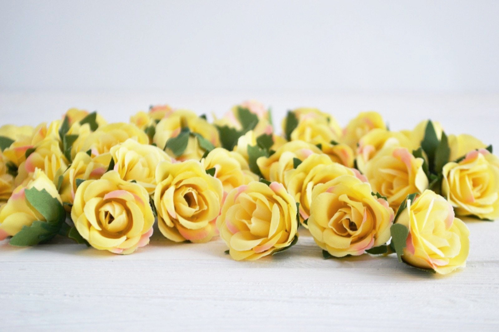 25 Yellow mini artificial roses Fake rose Silk flowers Small Etsy