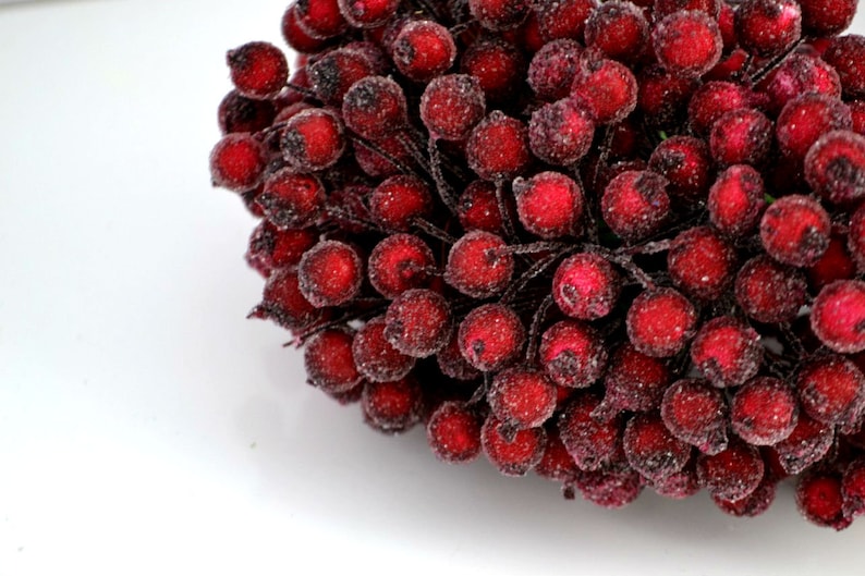 Burgundy berry Artificial fruit Berry on wire Maroon wedding Etsy