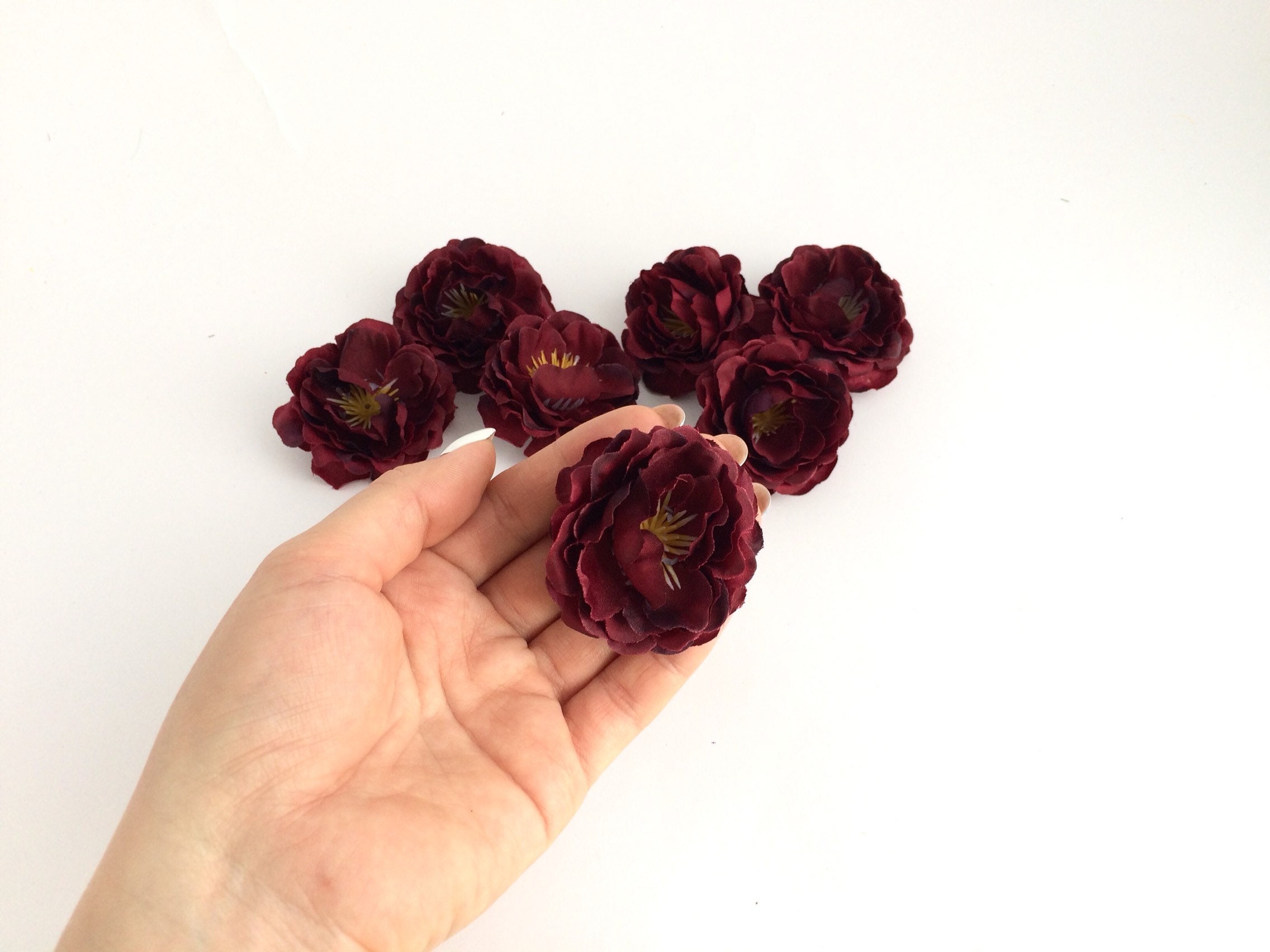 Maroon artificial flowers Burgundy roses Small flowers Faux Etsy