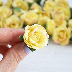 25 Yellow mini artificial roses Fake rose Silk flowers Small | Etsy