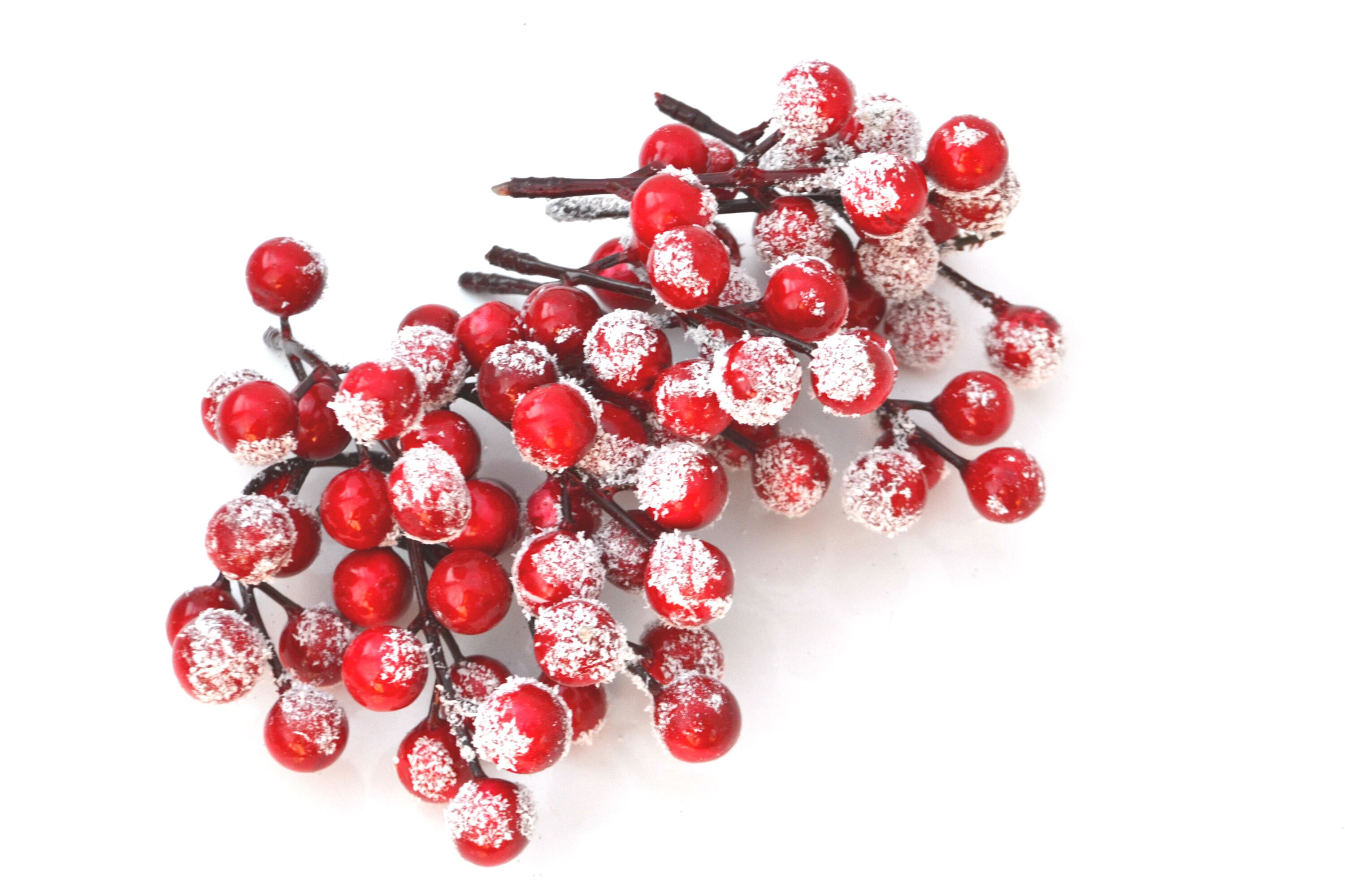 12 Pieces Snow Red Berries Holiday Decor Christmas Berry Etsy