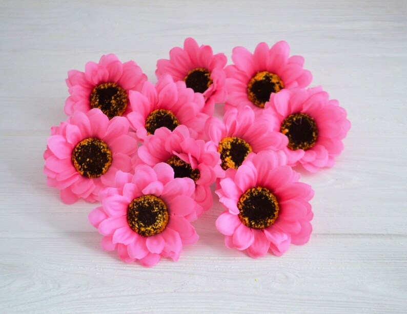 10 Pieces Pink Silk Sunflowers Artificial Sunflower Fake Etsy