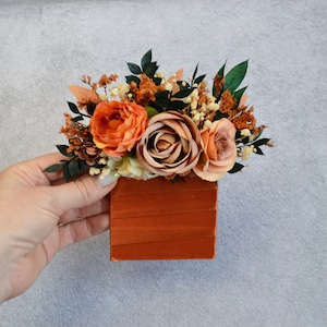 Rust terracota pocket boutonniere Dry Flower Boutonniere Wedding corsage Rustic groom Flowers square boutonniere