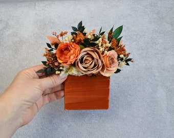 Rust terracota pocket boutonniere Dry Flower Boutonniere Wedding corsage Rustic groom Flowers square boutonniere