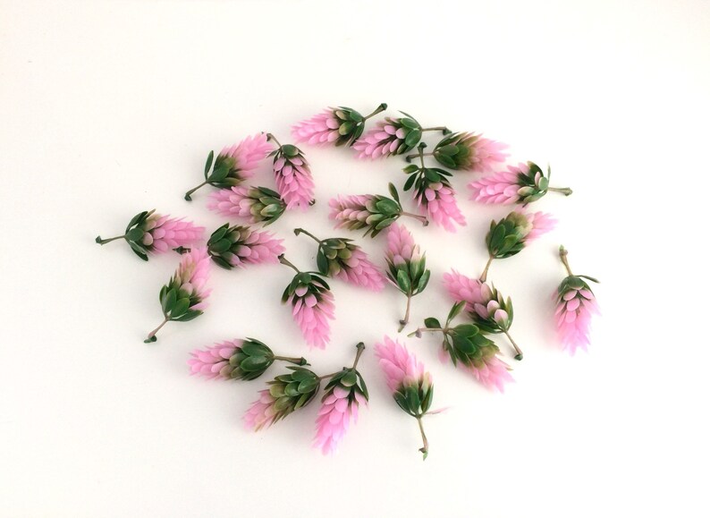 Faux succulents Fake plants Plastic greenery 14 pcs Pink artificial succulents