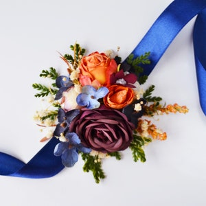 Burgundy rust navy blue flower accessories Flower corsage Floral Accessories Boho wedding flowers Groomsmen buttonhole Groom Corsage