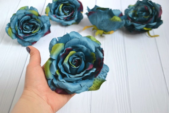 teal fake flowers