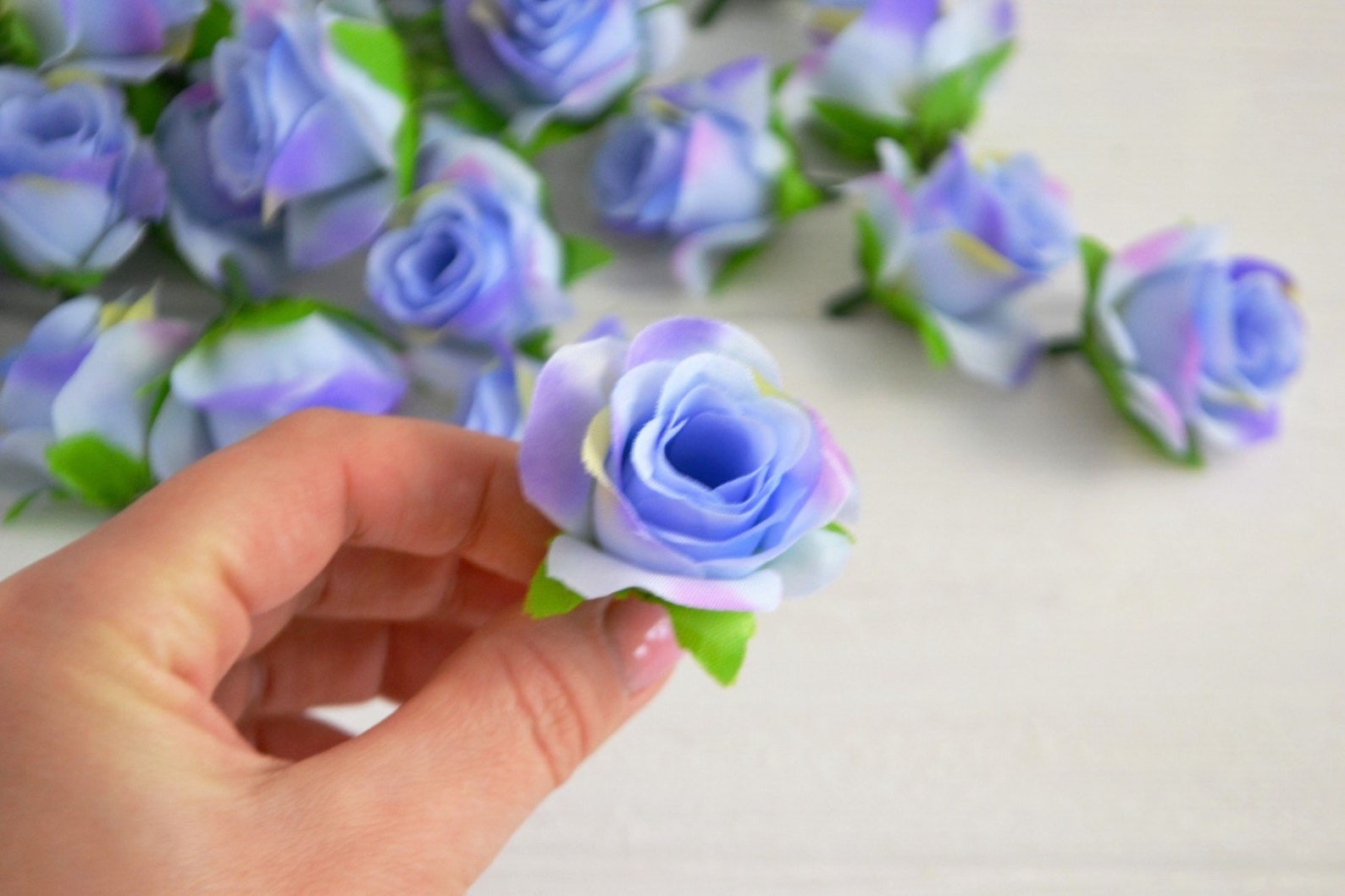 5 Pieces Light Blue Artificial Rose Heads Mini Roses Fake Etsy