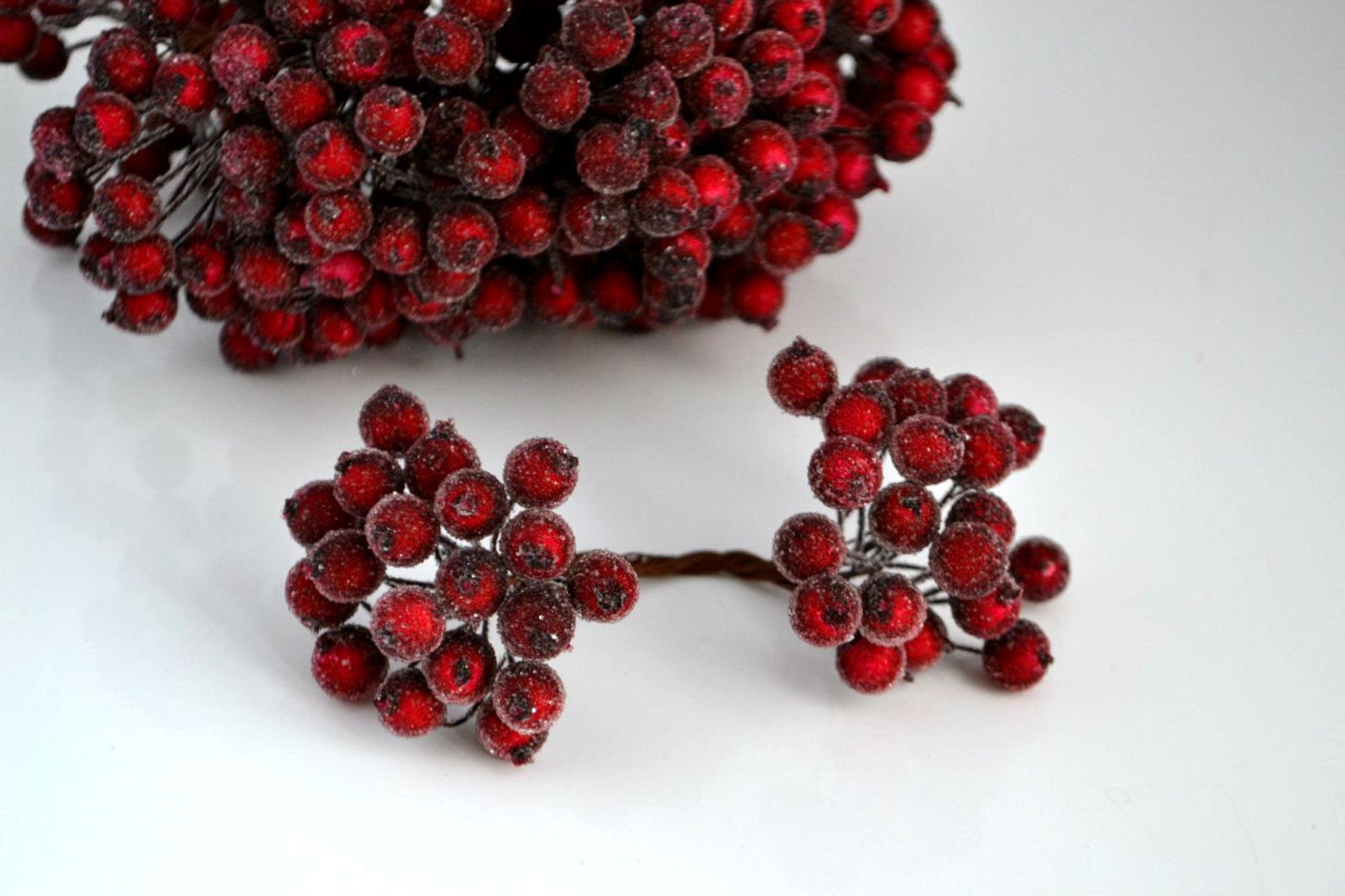 Burgundy berry Artificial fruit Berry on wire Maroon wedding Etsy