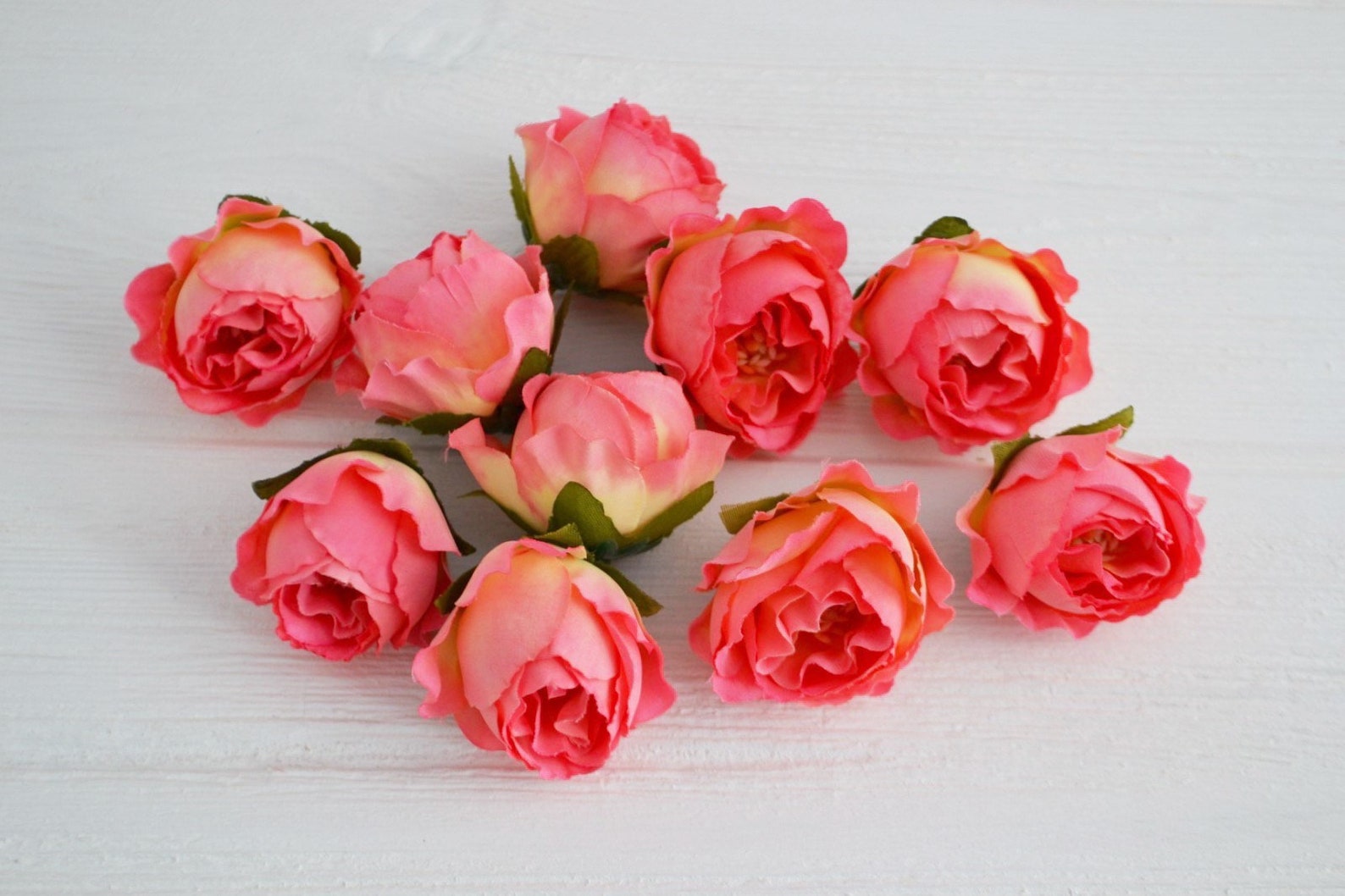 10 pieces Mini artificial rose head Coral Light Yellow flowers Etsy