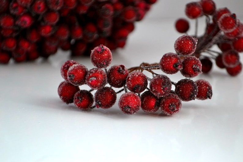 Burgundy berry Artificial fruit Berry on wire Maroon wedding Etsy