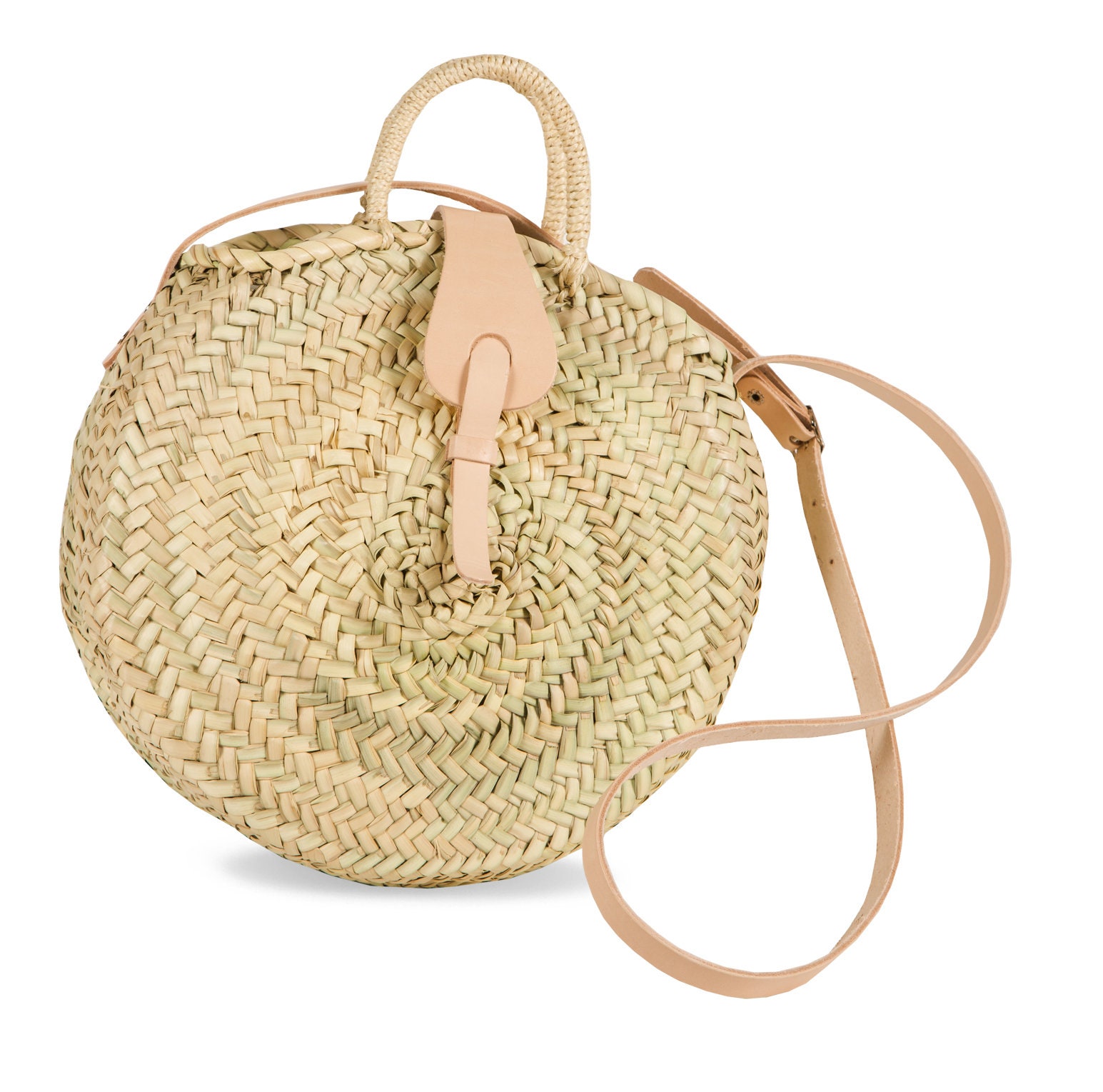 Round handmade straw bag Medium size ref. 3 Round french | Etsy